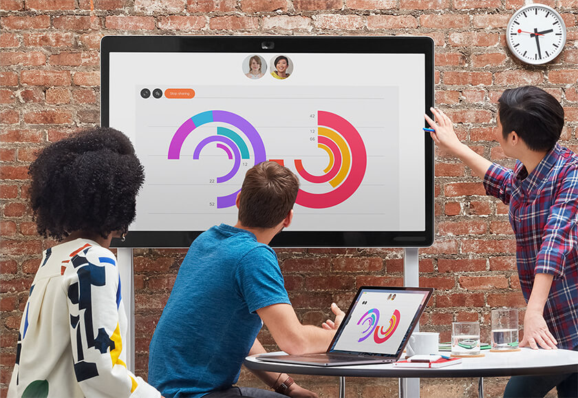 Person using touchscreen on Cisco Webex Board